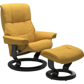 Relaxsessel STRESSLESS Mayfair Sessel Gr. ROHLEDER Stoff Q2 FARON, Classic Base Schwarz, Relaxfunktion-Drehfunktion-Plus™System-Gleitsystem, B/H/T: 88 cm x 102 cm x 77 cm, gelb (yellow q2 faron) Lesesessel und Relaxsessel mit Hocker, Classic Base, Größe