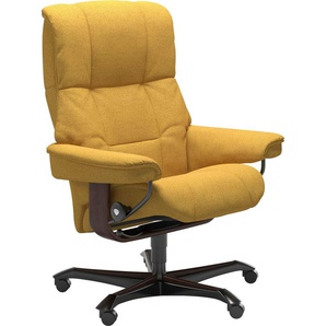 Relaxsessel STRESSLESS Mayfair Sessel Gr. ROHLEDER Stoff Q2 FARON, Home Office Base Braun, Relaxfunktion-Drehfunktion-Plus™System-Gleitsystem, B/H/T: 79 cm x 111 cm x 70 cm, gelb (yellow q2 faron) Lesesessel und Relaxsessel mit Home Office Base, Größe M,