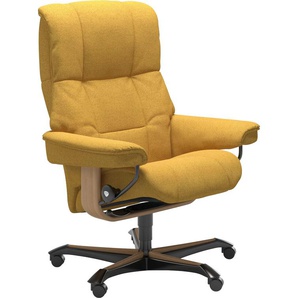 Relaxsessel STRESSLESS Mayfair Sessel Gr. ROHLEDER Stoff Q2 FARON, Home Office Base Eiche, Relaxfunktion-Drehfunktion-Plus™System-Gleitsystem-Höhenverstellung, B/H/T: 79 cm x 111 cm x 70 cm, gelb (yellow q2 faron) Lesesessel und Relaxsessel
