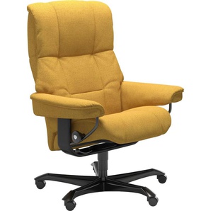 Relaxsessel STRESSLESS Mayfair Sessel Gr. ROHLEDER Stoff Q2 FARON, Home Office Base Schwarz, Relaxfunktion-Drehfunktion-Plus™System-Gleitsystem, B/H/T: 79 cm x 111 cm x 70 cm, gelb (yellow q2 faron) Lesesessel und Relaxsessel