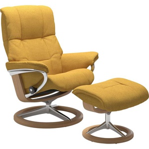Relaxsessel STRESSLESS Mayfair Sessel Gr. ROHLEDER Stoff Q2 FARON, Signature Base Eiche, Relaxfunktion-Drehfunktion-Plus™System-Gleitsystem-BalanceAdapt™, B/H/T: 79 cm x 102 cm x 73 cm, gelb (yellow q2 faron) Lesesessel und Relaxsessel
