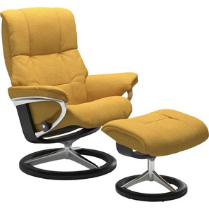 Relaxsessel STRESSLESS Mayfair Sessel Gr. ROHLEDER Stoff Q2 FARON, Signature Base Schwarz, Relaxfunktion-Drehfunktion-Plus™System-Gleitsystem-BalanceAdapt™, B/H/T: 79 cm x 102 cm x 44 cm, gelb (yellow q2 faron) Lesesessel und Relaxsessel