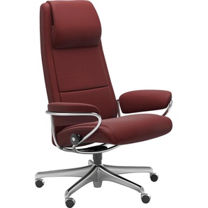 Relaxsessel STRESSLESS Paris Sessel Gr. Leder PALOMA, Home Office Base, Plus™System-Gleitsystem-Rela x funktion-Drehfunktion-Kopfstützenverstellung-Rückteilverstellung-Höhenverstellung, B/H/T: 80 cm x 121 cm x 70 cm, rot (cherry paloma) Lesesessel und