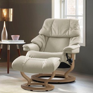 Relaxsessel STRESSLESS Reno Sessel Gr. Leder BATICK, Classic Base Eiche, Relaxfunktion-Drehfunktion-Plus™System-Gleitsystem, B/H/T: 79 cm x 98 cm x 75 cm, beige (cream batick) Lesesessel und Relaxsessel mit Classic Base, Größe S, M & L, Gestell Eiche