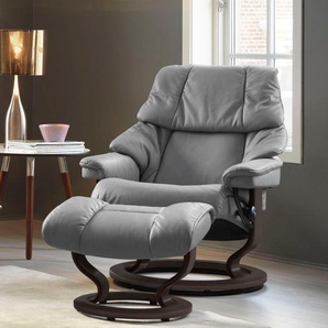 Relaxsessel STRESSLESS Reno Sessel Gr. Leder BATICK, Classic Base Wenge, Relaxfunktion-Drehfunktion-Plus™System-Gleitsystem, B/H/T: 75 cm x 96 cm x 75 cm, grau (wild dove batick) Lesesessel und Relaxsessel