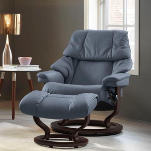 Relaxsessel STRESSLESS Reno Sessel Gr. Leder PALOMA, Classic Base Braun-L, Relaxfunktion-Drehfunktion-Plus™System-Gleitsystem, B/H/T: 88 cm x 98 cm x 78 cm, blau (sparrow blue paloma) Lesesessel und Relaxsessel