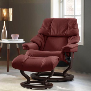 Relaxsessel STRESSLESS Reno Sessel Gr. Leder PALOMA, Classic Base Braun-L, Relaxfunktion-Drehfunktion-Plus™System-Gleitsystem, B/H/T: 88 cm x 98 cm x 78 cm, rot (cherry paloma) Lesesessel und Relaxsessel mit Hocker, Classic Base, Größe S, M & L, Gestell