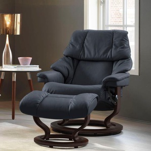 Relaxsessel STRESSLESS Reno Sessel Gr. Leder PALOMA, Classic Base Braun-S, Rela x funktion-Drehfunktion-Plus™System-Gleitsystem, B/H/T: 75 cm x 96 cm x 75 cm, blau (shadow blue paloma) Lesesessel und Relaxsessel mit Classic Base, Größe S, M & L, Gestell