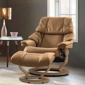 Relaxsessel STRESSLESS Reno Sessel Gr. Leder PALOMA, Classic Base Eiche, Relaxfunktion-Drehfunktion-Plus™System-Gleitsystem, B/H/T: 75 cm x 96 cm x 75 cm, braun (taupe paloma) Lesesessel und Relaxsessel mit Classic Base, Größe S, M & L, Gestell Eiche