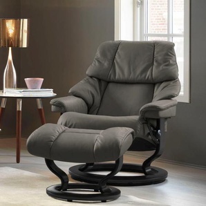 Relaxsessel STRESSLESS Reno Sessel Gr. Leder PALOMA, Classic Base Schwarz-M, Relaxfunktion-Drehfunktion-Plus™System-Gleitsystem, B/H/T: 79 cm x 98 cm x 75 cm, grau (metal grey paloma) Lesesessel und Relaxsessel