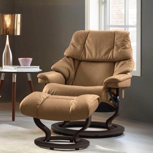 Relaxsessel STRESSLESS Reno Sessel Gr. Leder PALOMA, Classic Base Wenge, Relaxfunktion-Drehfunktion-Plus™System-Gleitsystem, B/H/T: 75 cm x 96 cm x 75 cm, braun (taupe paloma) Lesesessel und Relaxsessel mit Hocker, Classic Base, Größe S, M & L, Gestell