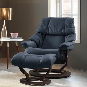 Relaxsessel STRESSLESS Reno Sessel Gr. Leder PALOMA, Classic Base Wenge, Relaxfunktion-Drehfunktion-Plus™System-Gleitsystem, B/H/T: 88 cm x 98 cm x 78 cm, blau (o x ford blue paloma) Lesesessel und Relaxsessel