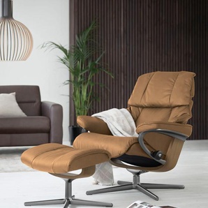 Relaxsessel STRESSLESS Reno Sessel Gr. Leder PALOMA, Cross Base Eiche-S, Rela x funktion-Drehfunktion-Plus™System-Gleitsystem-BalanceAdapt™, B/H/T: 79 cm x 99 cm x 75 cm, braun (taupe paloma) Lesesessel und Relaxsessel