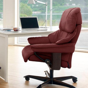 Relaxsessel STRESSLESS Reno Sessel Gr. Leder PALOMA, Home Office Base Braun, Relaxfunktion-Drehfunktion-Plus™System-Gleitsystem-Höhenverstellung, B/H/T: 79 cm x 108 cm x 75 cm, rot (cherry paloma) Lesesessel und Relaxsessel mit Home Office Base, Größe M,