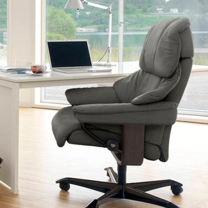 Relaxsessel STRESSLESS Reno Sessel Gr. Leder PALOMA, Home Office Base Wenge, Relaxfunktion-Drehfunktion-Plus™System-Gleitsystem-Höhenverstellung, B/H/T: 79 cm x 108 cm x 75 cm, grau (metal grey paloma) Lesesessel und Relaxsessel