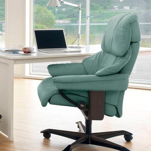 Relaxsessel STRESSLESS Reno Sessel Gr. Leder PALOMA, Home Office Base Wenge, Relaxfunktion-Drehfunktion-Plus™System-Gleitsystem-Höhenverstellung, B/H/T: 79 cm x 108 cm x 75 cm, grün (aqua green paloma) Lesesessel und Relaxsessel