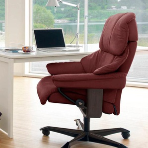 Relaxsessel STRESSLESS Reno Sessel Gr. Leder PALOMA, Home Office Base Wenge, Relaxfunktion-Drehfunktion-Plus™System-Gleitsystem-Höhenverstellung, B/H/T: 79 cm x 108 cm x 75 cm, rot (cherry paloma) Lesesessel und Relaxsessel mit Home Office Base, Größe M,