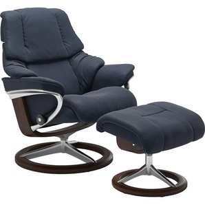 Relaxsessel STRESSLESS Reno Sessel Gr. Leder PALOMA, Signature Base Braun-M, Relaxfunktion-Drehfunktion-Plus™System-Gleitsystem-BalanceAdapt™, B/H/T: 83 cm x 100 cm x 76 cm, blau (o x ford blue paloma) Lesesessel und Relaxsessel