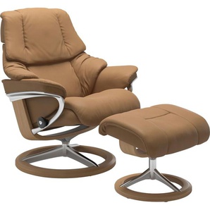 Relaxsessel STRESSLESS Reno Sessel Gr. Leder PALOMA, Signature Base Eiche, Relaxfunktion-Drehfunktion-Plus™System-Gleitsystem-BalanceAdapt™, B/H/T: 79 cm x 99 cm x 75 cm, braun (taupe paloma) Lesesessel und Relaxsessel mit Signature Base, Größe S, M & L,