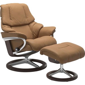 Relaxsessel STRESSLESS Reno Sessel Gr. Leder PALOMA, Signature Base Wenge-L, Relaxfunktion-Drehfunktion-Plus™System-Gleitsystem-BalanceAdapt™, B/H/T: 92 cm x 100 cm x 80 cm, braun (taupe paloma) Lesesessel und Relaxsessel mit Hocker, Signature Base, Größe