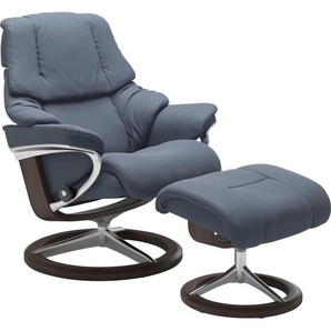 Relaxsessel STRESSLESS Reno Sessel Gr. Leder PALOMA, Signature Base Wenge, Relaxfunktion-Drehfunktion-Plus™System-Gleitsystem-BalanceAdapt™, B/H/T: 83 cm x 100 cm x 76 cm, blau (sparrow blue paloma) Lesesessel und Relaxsessel