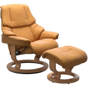 Relaxsessel STRESSLESS Reno Sessel Gr. Material Bezug, Material Gestell, Ausführung / Funktion, Maße B/H/T, gelb (honey) Lesesessel und Relaxsessel mit Classic Base, Größe S, M & L, Gestell Eiche