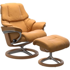 Relaxsessel STRESSLESS Reno Sessel Gr. Material Bezug, Material Gestell, Ausführung / Funktion, Maße B/H/T, gelb (honey) Lesesessel und Relaxsessel mit Signature Base, Größe S, M & L, Gestell Eiche