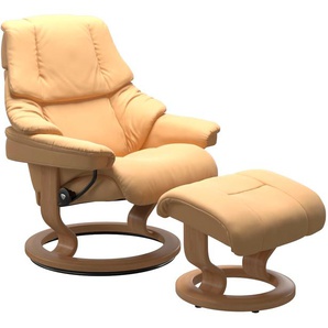 Relaxsessel STRESSLESS Reno Sessel Gr. Material Bezug, Material Gestell, Ausführung / Funktion, Maße B/H/T, gelb (yellow) Lesesessel und Relaxsessel mit Classic Base, Größe S, M & L, Gestell Eiche