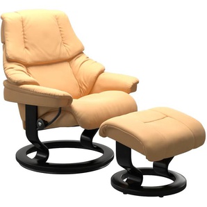 Relaxsessel STRESSLESS Reno Sessel Gr. Material Bezug, Material Gestell, Ausführung / Funktion, Maße B/H/T, gelb (yellow) Lesesessel und Relaxsessel mit Classic Base, Größe S, M & L, Gestell Schwarz