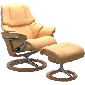 Relaxsessel STRESSLESS Reno Sessel Gr. Material Bezug, Material Gestell, Ausführung / Funktion, Maße B/H/T, gelb (yellow) Lesesessel und Relaxsessel mit Signature Base, Größe S, M & L, Gestell Eiche