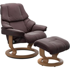 Relaxsessel STRESSLESS Reno Sessel Gr. Material Bezug, Material Gestell, Ausführung / Funktion, Maße B/H/T, rot (bordeau) Lesesessel und Relaxsessel mit Hocker, Classic Base, Größe S, M & L, Gestell Eiche