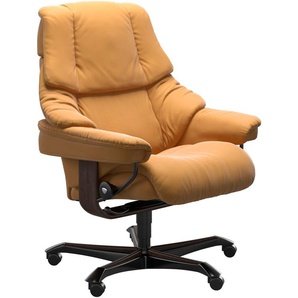 Relaxsessel STRESSLESS Reno Sessel Gr. Material Bezug, Material Gestell, Ausführung / Funktion, Maße, gelb (honey) Lesesessel und Relaxsessel mit Home Office Base, Größe M, Gestell Wenge