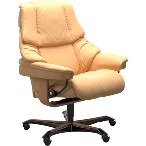 Relaxsessel STRESSLESS Reno Sessel Gr. Material Bezug, Material Gestell, Ausführung / Funktion, Maße, gelb (yellow) Lesesessel und Relaxsessel mit Home Office Base, Größe M, Gestell Eiche