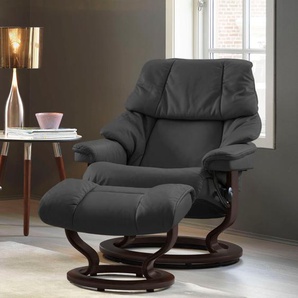 Relaxsessel STRESSLESS Reno Sessel Gr. Microfaser DINAMICA, Classic Base Braun-S, Relaxfunktion-Drehfunktion-Plus™System-Gleitsystem, B/H/T: 75 cm x 96 cm x 75 cm, grau (charcoal dinamica) Lesesessel und Relaxsessel mit Hocker, Classic Base, Größe S, M &
