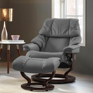 Relaxsessel STRESSLESS Reno Sessel Gr. Microfaser DINAMICA, Classic Base Braun-S, Relaxfunktion-Drehfunktion-Plus™System-Gleitsystem, B/H/T: 75 cm x 96 cm x 75 cm, grau (dark grey dinamica) Lesesessel und Relaxsessel