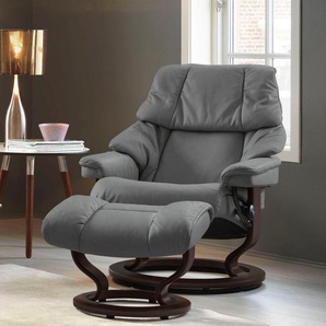 Relaxsessel STRESSLESS Reno Sessel Gr. Microfaser DINAMICA, Classic Base Braun-S, Relaxfunktion-Drehfunktion-Plus™System-Gleitsystem, B/H/T: 75 cm x 96 cm x 75 cm, grau (dark grey dinamica) Lesesessel und Relaxsessel mit Hocker, Classic Base, Größe S, M &