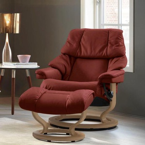 Relaxsessel STRESSLESS Reno Sessel Gr. Microfaser DINAMICA, Classic Base Eiche-L, Relaxfunktion-Drehfunktion-Plus™System-Gleitsystem, B/H/T: 88 cm x 98 cm x 78 cm, rot (red dinamica) Lesesessel und Relaxsessel