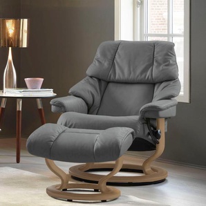 Relaxsessel STRESSLESS Reno Sessel Gr. Microfaser DINAMICA, Classic Base Eiche, Relaxfunktion-Drehfunktion-Plus™System-Gleitsystem, B/H/T: 75 cm x 96 cm x 75 cm, grau (dark grey dinamica) Lesesessel und Relaxsessel mit Classic Base, Größe S, M & L,