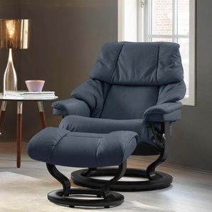 Relaxsessel STRESSLESS Reno Sessel Gr. Microfaser DINAMICA, Classic Base Schwarz-L, Relaxfunktion-Drehfunktion-Plus™System-Gleitsystem, B/H/T: 88 cm x 98 cm x 78 cm, blau (blue dinamica) Lesesessel und Relaxsessel mit Classic Base, Größe S, M & L, Gestell