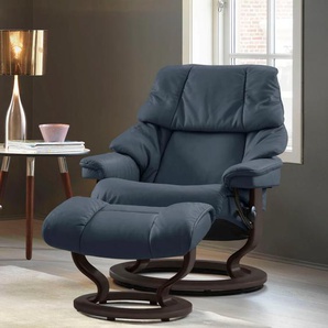 Relaxsessel STRESSLESS Reno Sessel Gr. Microfaser DINAMICA, Classic Base Wenge, Relaxfunktion-Drehfunktion-Plus™System-Gleitsystem, B/H/T: 75 cm x 96 cm x 75 cm, blau (blue dinamica) Lesesessel und Relaxsessel