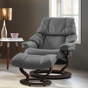 Relaxsessel STRESSLESS Reno Sessel Gr. Microfaser DINAMICA, Classic Base Wenge, Relaxfunktion-Drehfunktion-Plus™System-Gleitsystem, B/H/T: 75 cm x 96 cm x 75 cm, grau (dark grey dinamica) Lesesessel und Relaxsessel mit Hocker, Classic Base, Größe S, M &