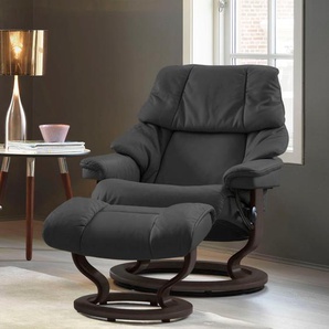 Relaxsessel STRESSLESS Reno Sessel Gr. Microfaser DINAMICA, Classic Base Wenge, Relaxfunktion-Drehfunktion-Plus™System-Gleitsystem, B/H/T: 79 cm x 98 cm x 75 cm, grau (charcoal dinamica) Lesesessel und Relaxsessel mit Hocker, Classic Base, Größe S, M & L,