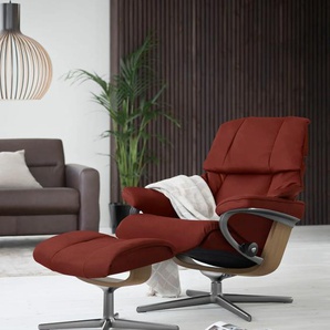 Relaxsessel STRESSLESS Reno Sessel Gr. Microfaser DINAMICA, Cross Base Eiche-L, Rela x funktion-Drehfunktion-Plus™System-Gleitsystem-BalanceAdapt™, B/H/T: 92 cm x 100 cm x 80 cm, rot (red dinamica) Lesesessel und Relaxsessel