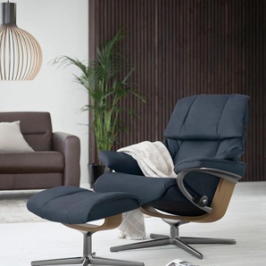 Relaxsessel STRESSLESS Reno Sessel Gr. Microfaser DINAMICA, Cross Base Eiche-S, Rela x funktion-Drehfunktion-Plus™System-Gleitsystem-BalanceAdapt™, B/H/T: 79 cm x 99 cm x 75 cm, blau (blue dinamica) Lesesessel und Relaxsessel