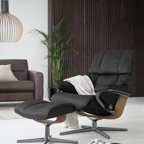 Relaxsessel STRESSLESS Reno Sessel Gr. Microfaser DINAMICA, Cross Base Eiche-S, Rela x funktion-Drehfunktion-Plus™System-Gleitsystem-BalanceAdapt™, B/H/T: 79 cm x 99 cm x 75 cm, grau (charcoal dinamica) Lesesessel und Relaxsessel