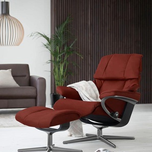 Relaxsessel STRESSLESS Reno Sessel Gr. Microfaser DINAMICA, Cross Base Schwarz-L, Rela x funktion-Drehfunktion-Plus™System-Gleitsystem-BalanceAdapt™, B/H/T: 92 cm x 100 cm x 80 cm, rot (red dinamica) Lesesessel und Relaxsessel mit Hocker, Cross Base,