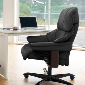 Relaxsessel STRESSLESS Reno Sessel Gr. Microfaser DINAMICA, Home Office Base Braun, Relaxfunktion-Drehfunktion-Plus™System-Gleitsystem-Höhenverstellung, B/H/T: 79 cm x 108 cm x 75 cm, grau (charcoal dinamica) Lesesessel und Relaxsessel mit Home Office