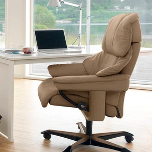 Relaxsessel STRESSLESS Reno Sessel Gr. Microfaser DINAMICA, Home Office Base Eiche, Relaxfunktion-Drehfunktion-Plus™System-Gleitsystem-Höhenverstellung, B/H/T: 79 cm x 108 cm x 75 cm, braun (sand dinamica) Lesesessel und Relaxsessel mit Home Office Base,