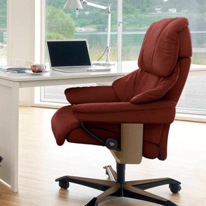 Relaxsessel STRESSLESS Reno Sessel Gr. Microfaser DINAMICA, Home Office Base Eiche, Relaxfunktion-Drehfunktion-Plus™System-Gleitsystem-Höhenverstellung, B/H/T: 79 cm x 108 cm x 75 cm, rot (red dinamica) Lesesessel und Relaxsessel