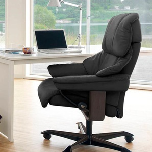 Relaxsessel STRESSLESS Reno Sessel Gr. Microfaser DINAMICA, Home Office Base Wenge, Relaxfunktion-Drehfunktion-Plus™System-Gleitsystem-Höhenverstellung, B/H/T: 79 cm x 108 cm x 75 cm, grau (charcoal dinamica) Lesesessel und Relaxsessel mit Home Office